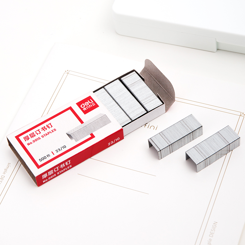 得（dé）力0015厚層訂（dìng）書釘23/10(500枚/盒)