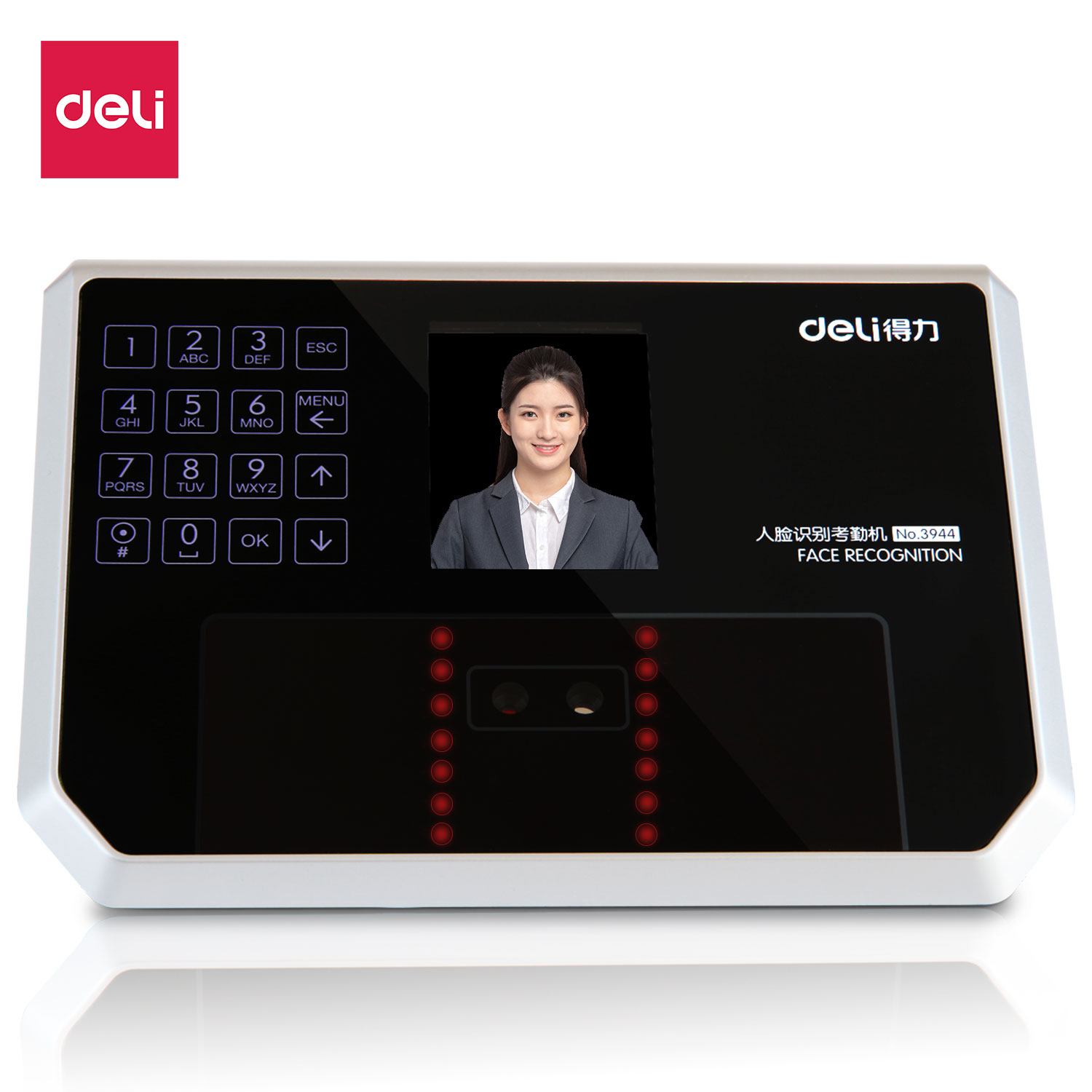 得（dé）力3944人臉識別考勤機(黑)(台)