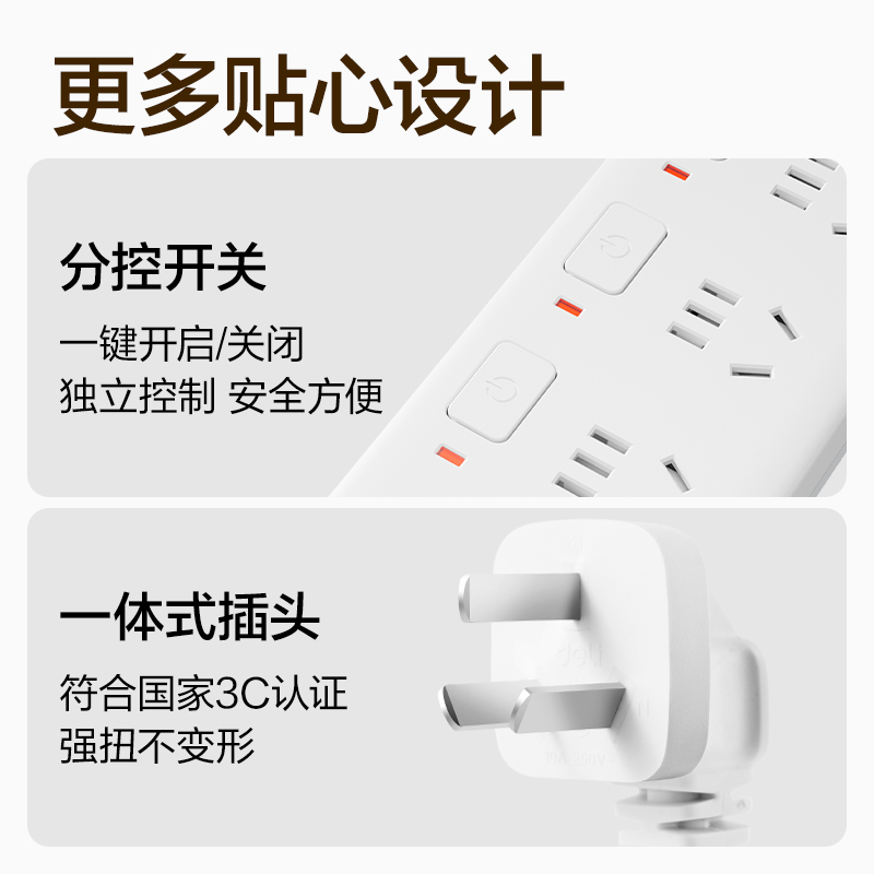 51fun吃瓜3985插座_3組_3米_PVC袋裝(白)(隻)