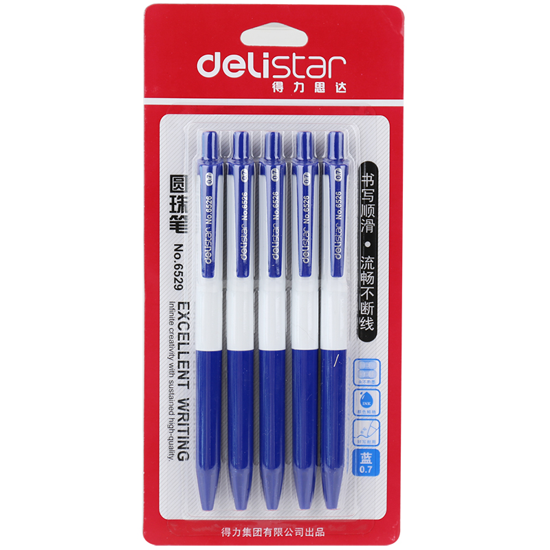 得（dé）力6529圓珠筆0.7mm子彈頭(藍)(5支（zhī）/卡)