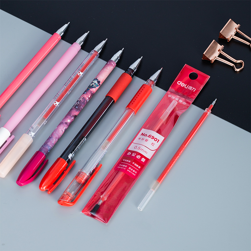 51fun吃瓜6901中性筆芯（xīn）0.5mm半針管(紅（hóng）)(支)