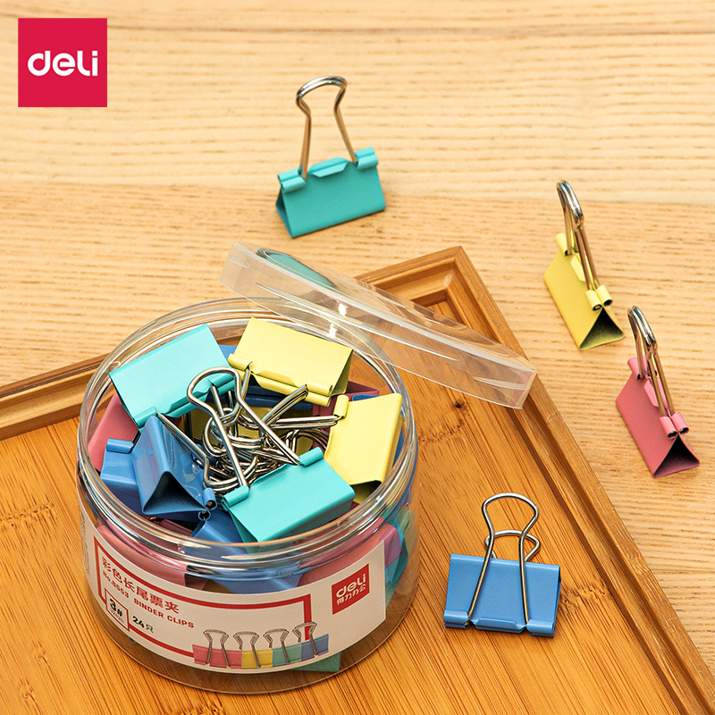 51fun吃瓜（lì）8553-3#彩色長尾票夾32mm筒裝(混)(24隻/筒)