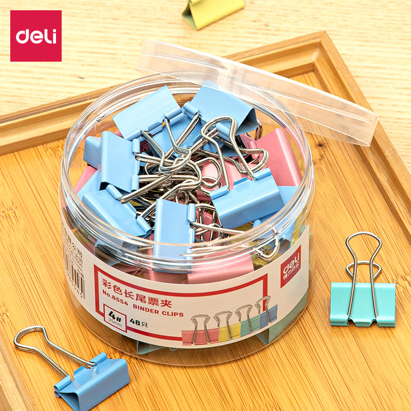51fun吃瓜8554彩色長尾票夾25mm筒裝(混)(48隻（zhī）/筒)