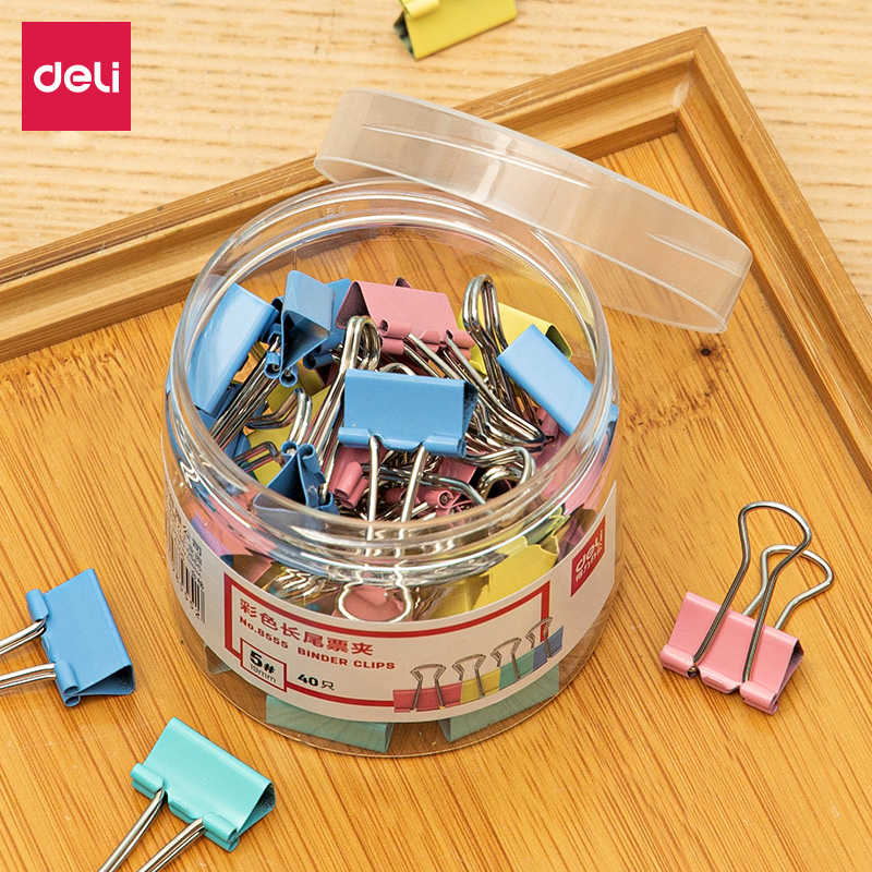 51fun吃瓜8555-5#彩色長尾票夾19mm(筒裝)(混)(40隻/筒)