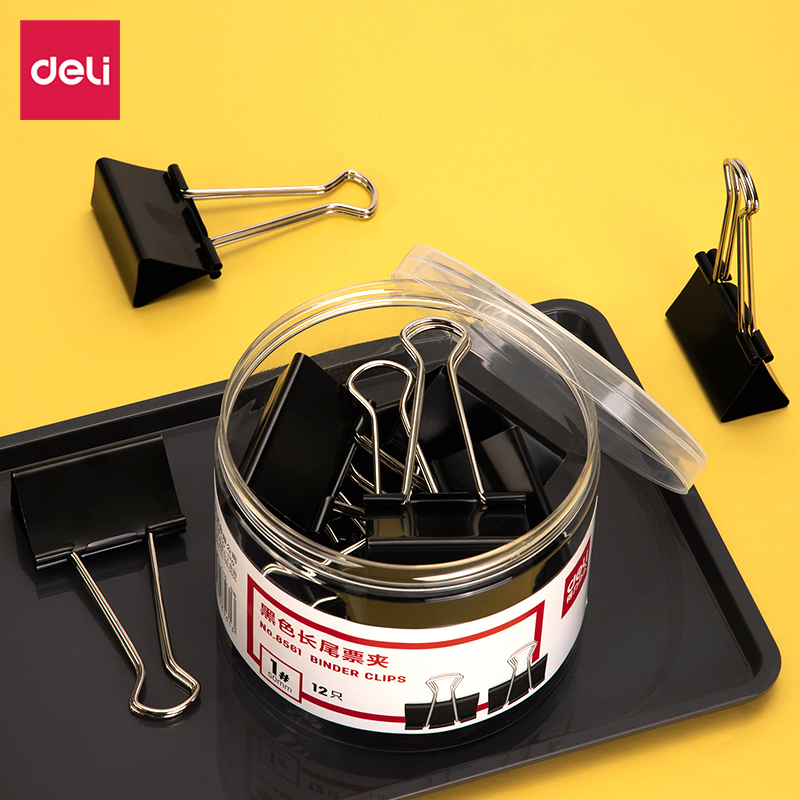 51fun吃瓜8561-1#黑色長尾票夾50mm(筒裝)(黑)(12隻（zhī）/筒)