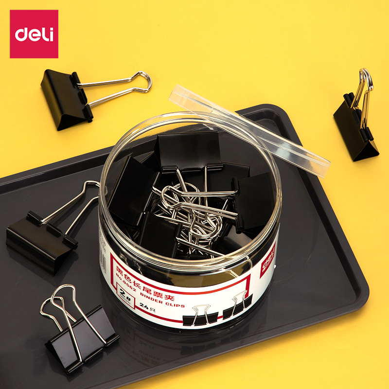 51fun吃瓜8562-2#黑色（sè）長尾票夾41mm(筒（tǒng）裝)(黑)(24隻（zhī）/筒（tǒng）)