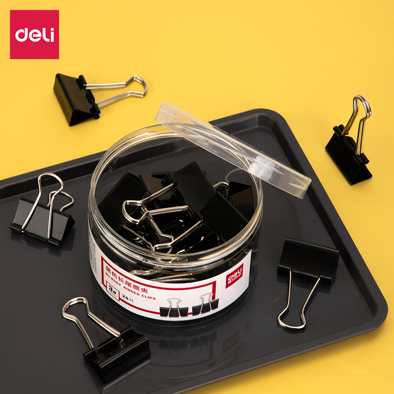 51fun吃瓜8563-3#黑色（sè）長尾票夾32mm(筒裝)(黑)(24隻/筒)