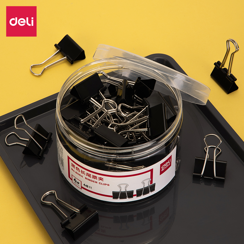 51fun吃瓜8564-4#黑色長尾票夾25mm筒裝（zhuāng）(黑)(48隻（zhī）/筒)