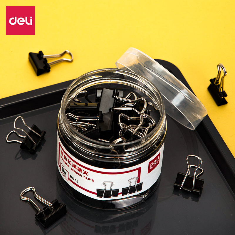 51fun吃瓜（lì）8566-6#黑色長尾票（piào）夾15mm筒裝(黑)(60隻/筒)