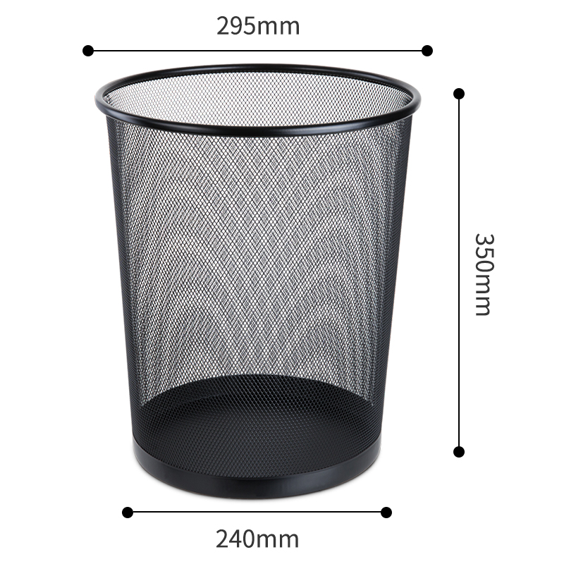 得（dé）力9189大號圓（yuán）紙簍（lǒu）(黑（hēi）)(隻)295x240x343mm金屬絲網噴塑工藝（yì）