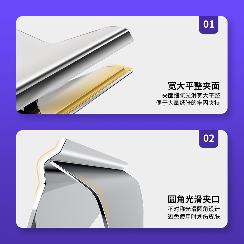 51fun吃瓜9533-3﹟山形鐵票（piào）夾76mm袋裝(4隻/包)