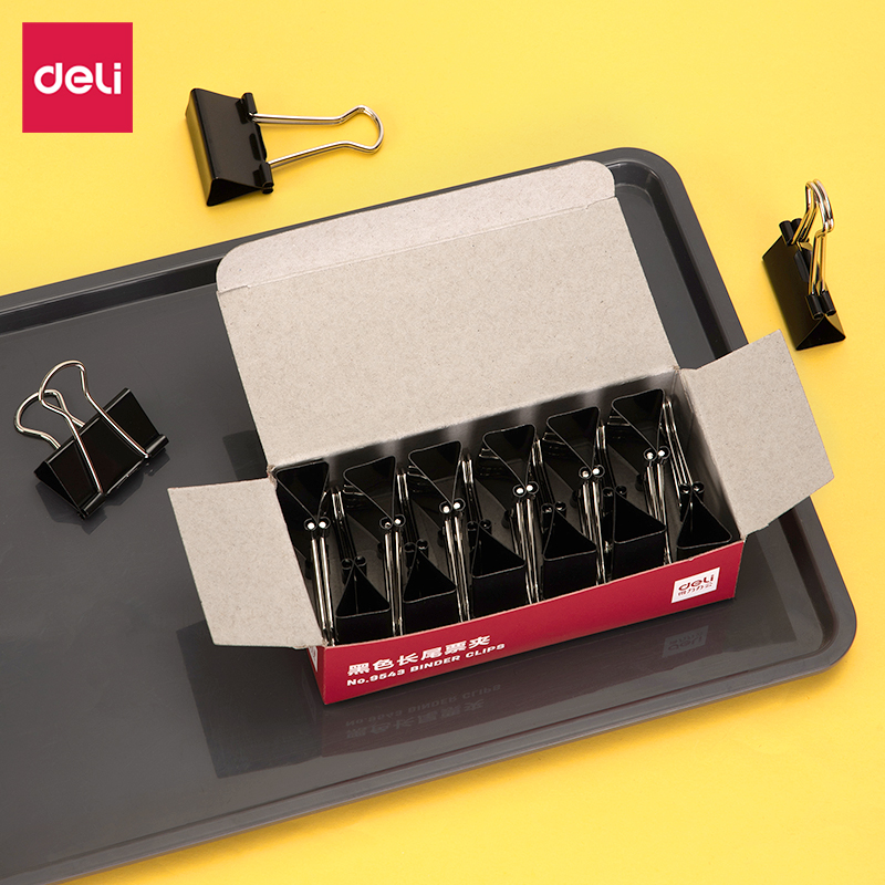 51fun吃瓜9543-3長（zhǎng）尾票夾32mm盒裝(黑)(12隻（zhī）/盒)