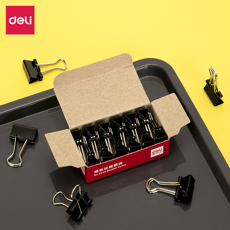 得（dé）力（lì）9546黑色長尾票夾15mm盒裝(黑)(12隻/盒)