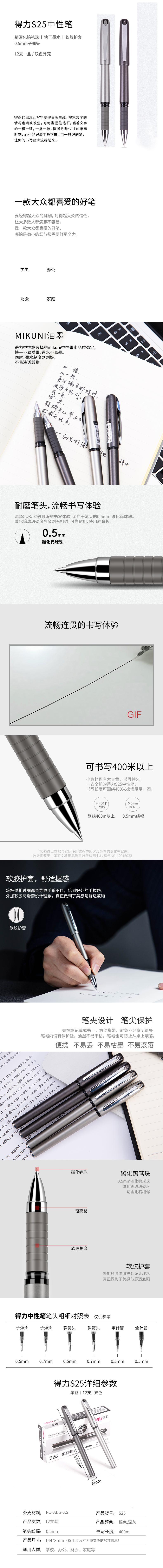 51fun吃瓜S25中性筆0.5mm子彈頭(黑)(支)