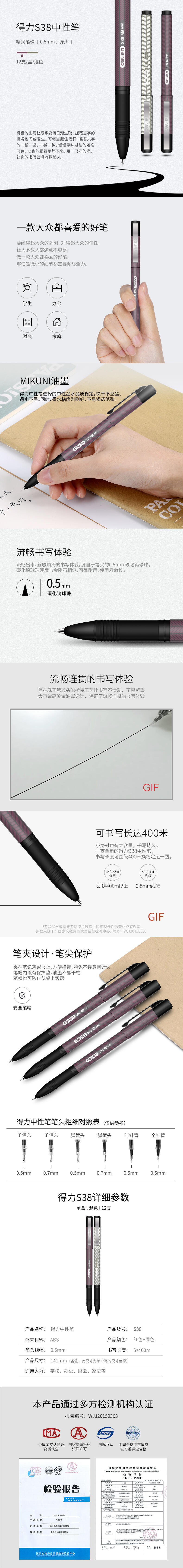 51fun吃瓜S38中性筆0.5mm子彈頭(黑)(支)