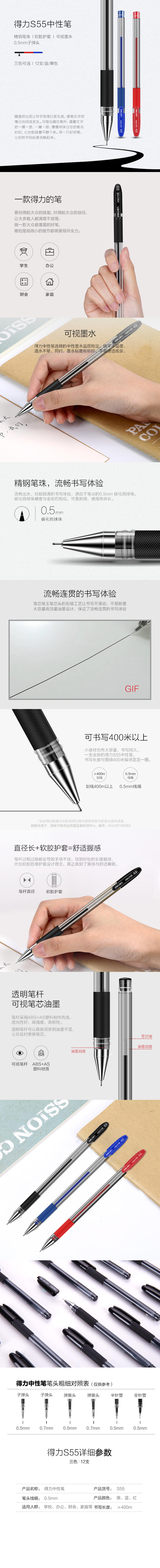 51fun吃瓜S55中性筆（bǐ）0.5mm半針管(紅（hóng）)(支（zhī）)