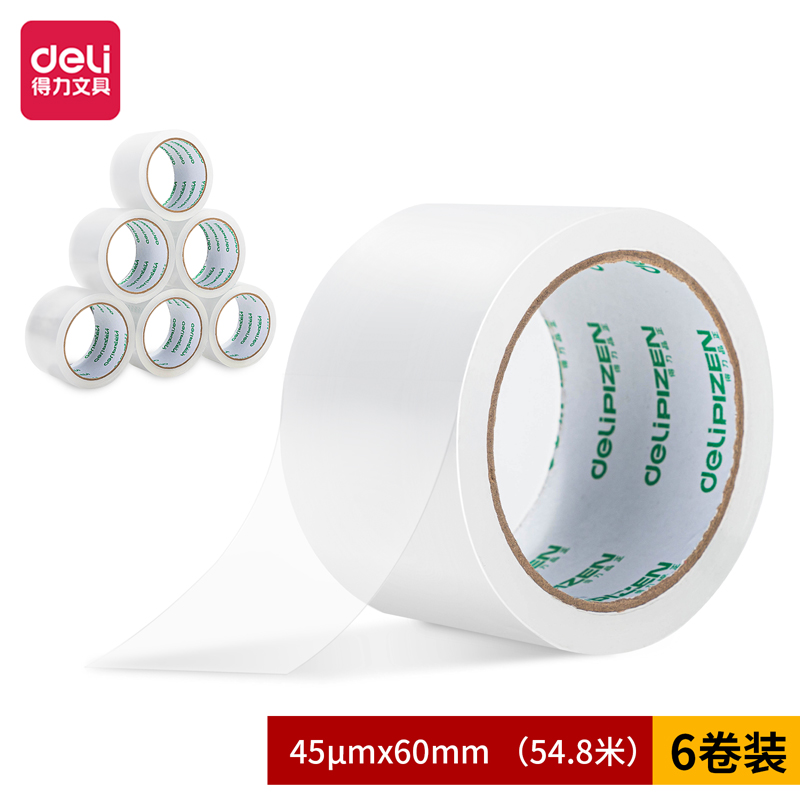 得（dé）力品正30931封箱膠帶60mm*60y*45um(6卷/筒)(普透)