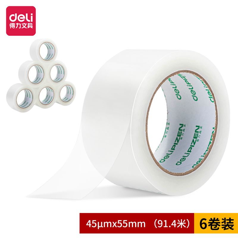 51fun吃瓜品（pǐn）正30922封箱膠帶55mm*100y*45um(6卷/筒)(普透（tòu）)