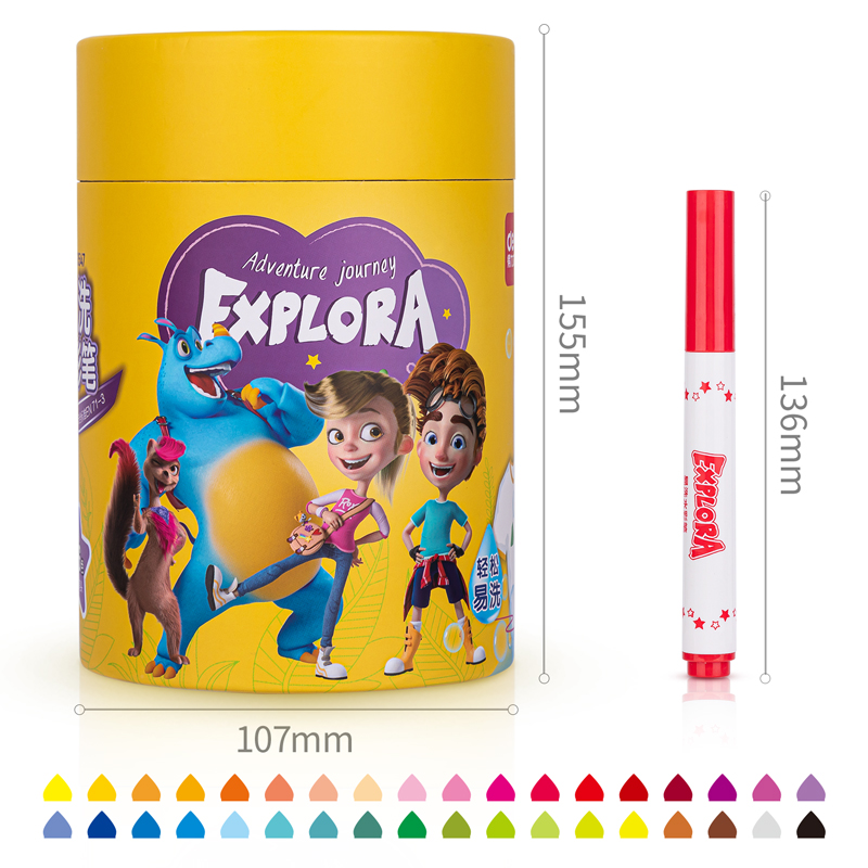 得（dé）力33547_36色紙桶裝易洗水彩筆(混)(桶)