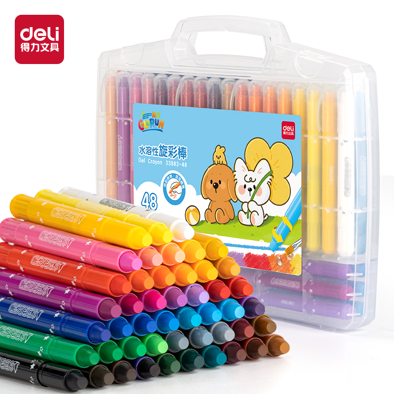 得（dé）力33983-48_PP盒裝水溶性旋（xuán）彩棒(混)(48色/盒)