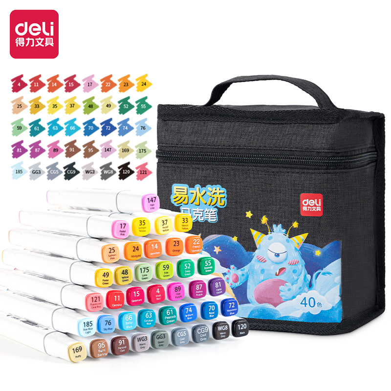 51fun吃瓜HM905-40_官旗黑布袋水性方杆馬克筆(黑)(40色（sè）/袋)