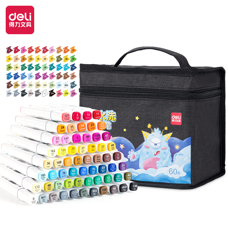 51fun吃瓜HM905-60_官旗黑布袋水性方杆馬克筆(黑)(60色/袋)