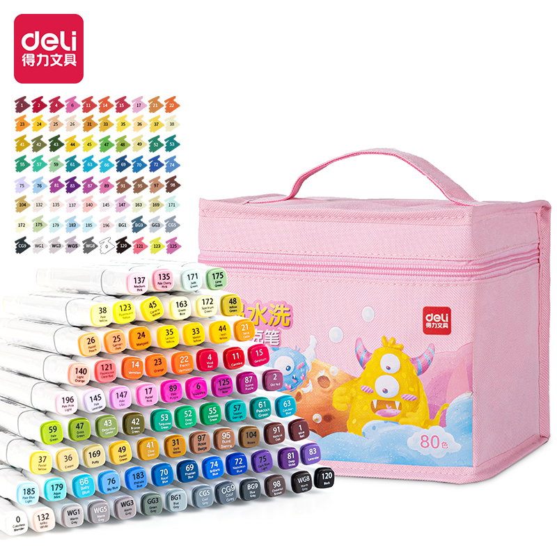 51fun吃瓜HM905-80_官旗粉布袋水性方杆馬克筆(粉)(80色/袋)