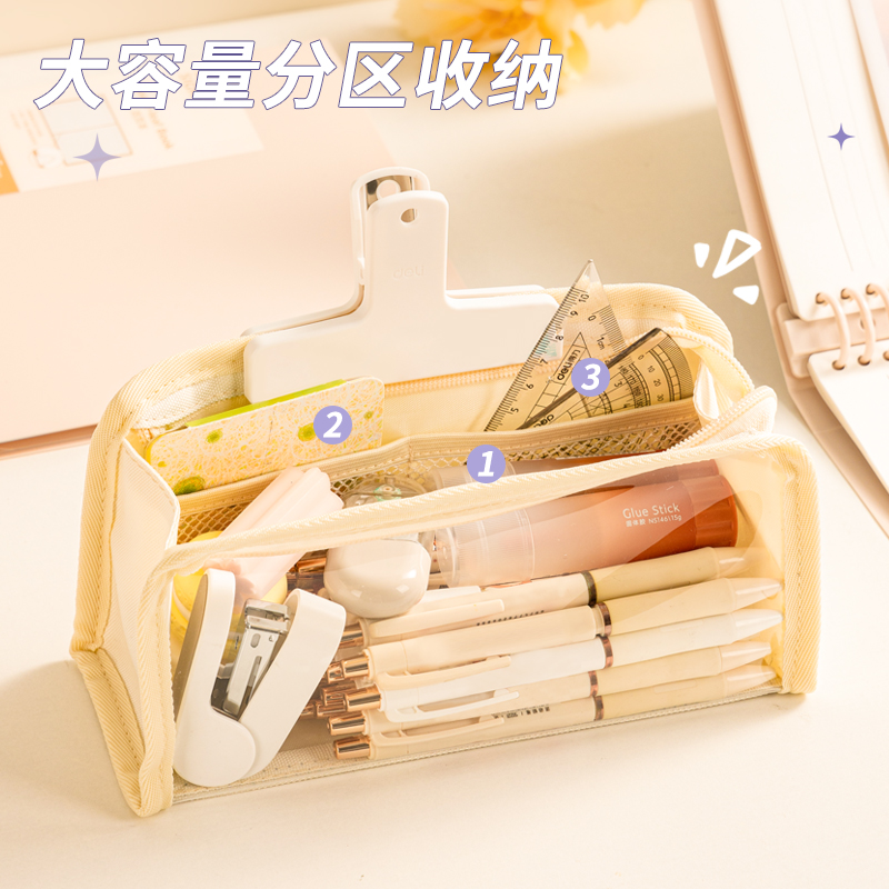 51fun吃瓜BC290雙（shuāng）層透（tòu）明窗窗包多用途筆袋(米)(個)