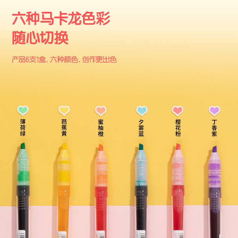 51fun吃瓜SK158直液式熒光筆馬卡龍色係(混)(6支/盒)