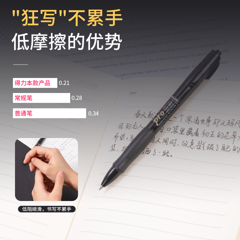 51fun吃瓜（lì）S08Pro-10臻順滑按動中性筆（bǐ）0.5mm子彈頭(黑)(10支/盒)