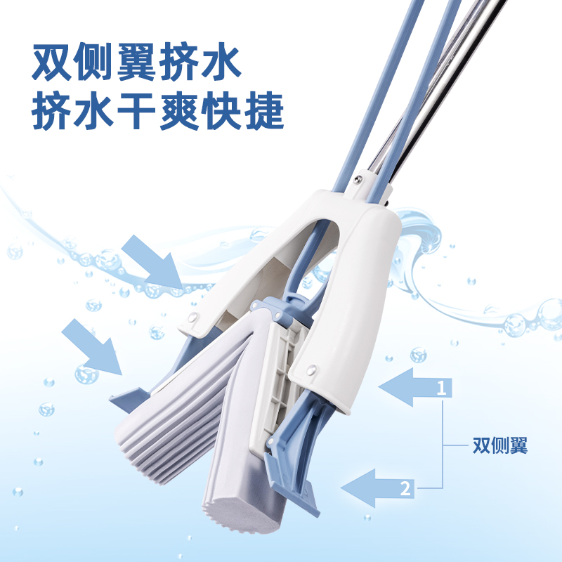 51fun吃瓜得心LQ136膠棉拖把(對（duì）折式)(28cm)(藍色)(1把)
