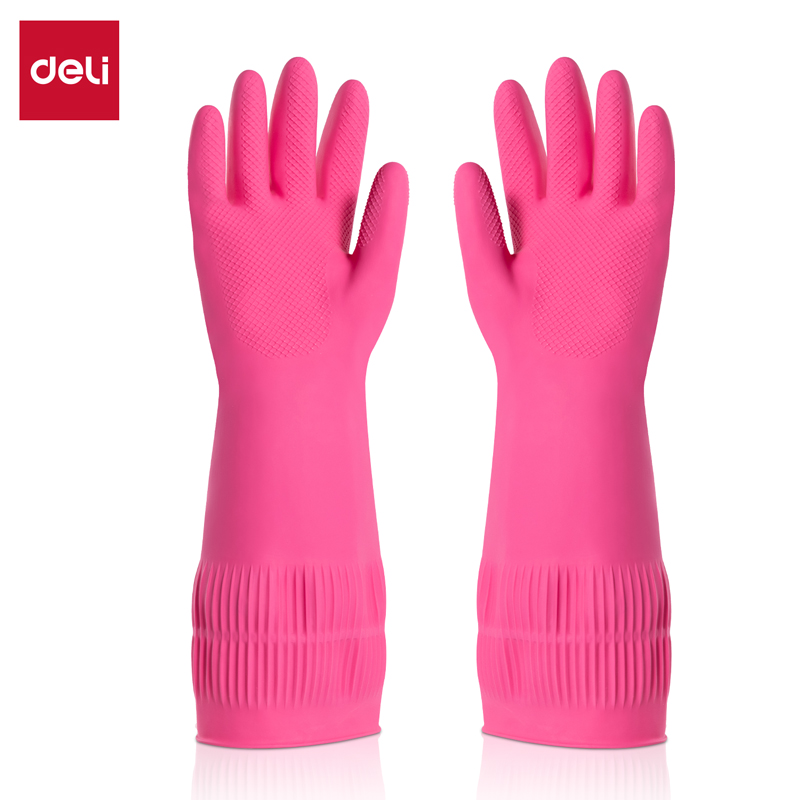 51fun吃瓜得心LQ622-L加（jiā）長清潔手套(天然乳膠)(玫紅色（sè）)(1雙/包)