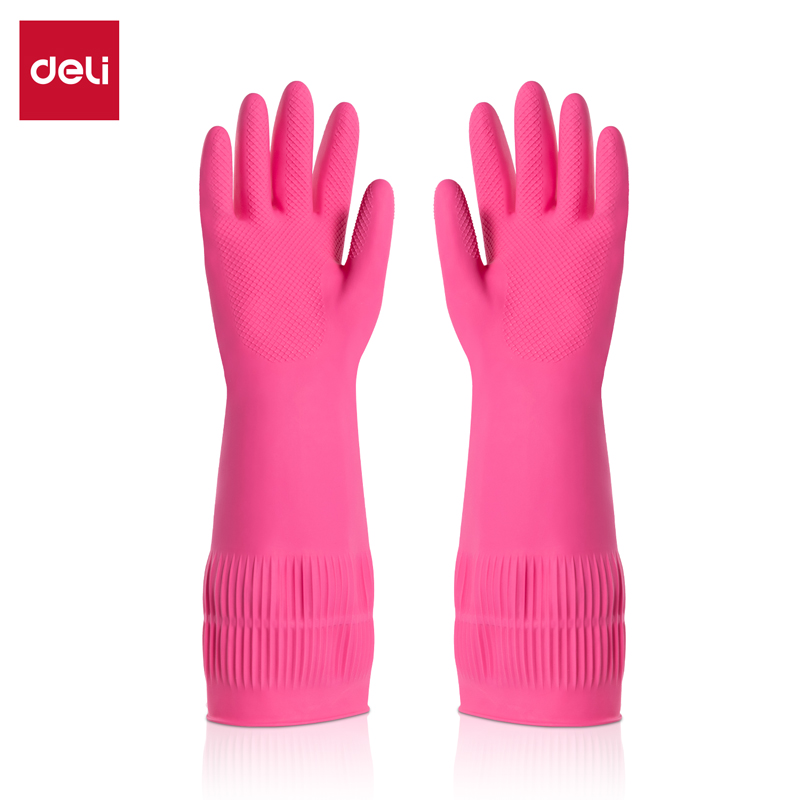 51fun吃瓜得心LQ622-M加長清潔手套(天然乳膠)(玫紅色)(1雙/包)