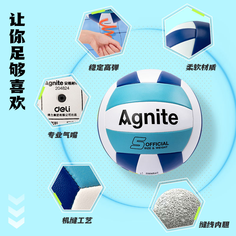 安格耐特FD301-2_5號發泡PVC機（jī）縫排球(藍+白)(個)