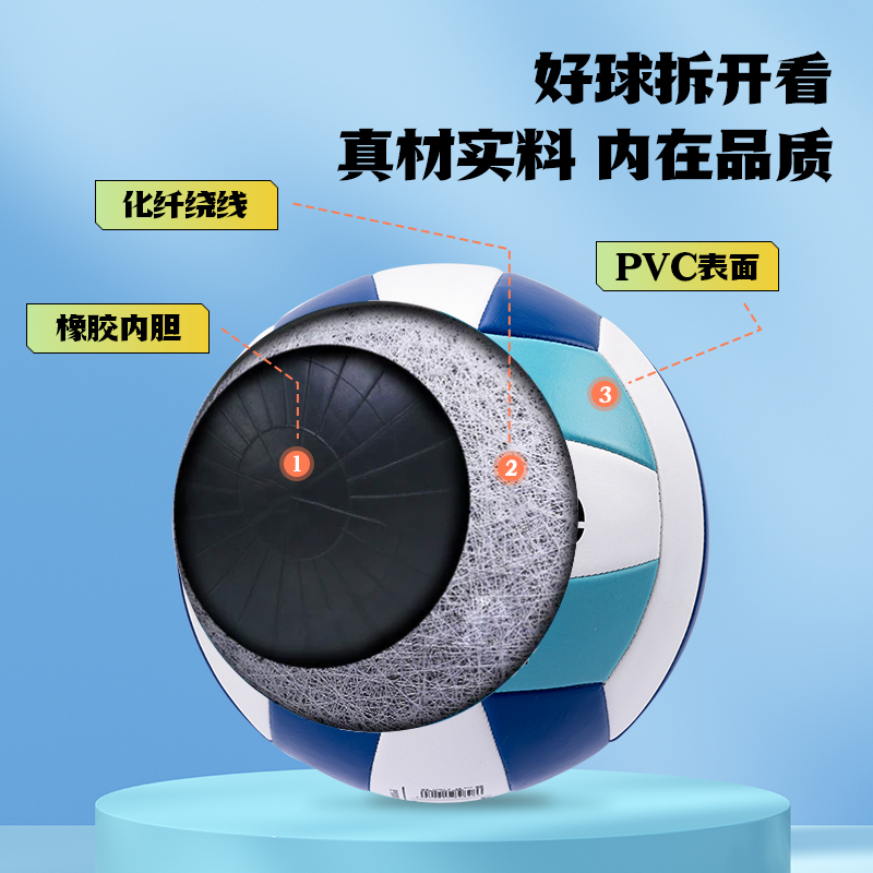 安格耐特FD301-2_5號發泡PVC機縫排球(藍+白)(個)