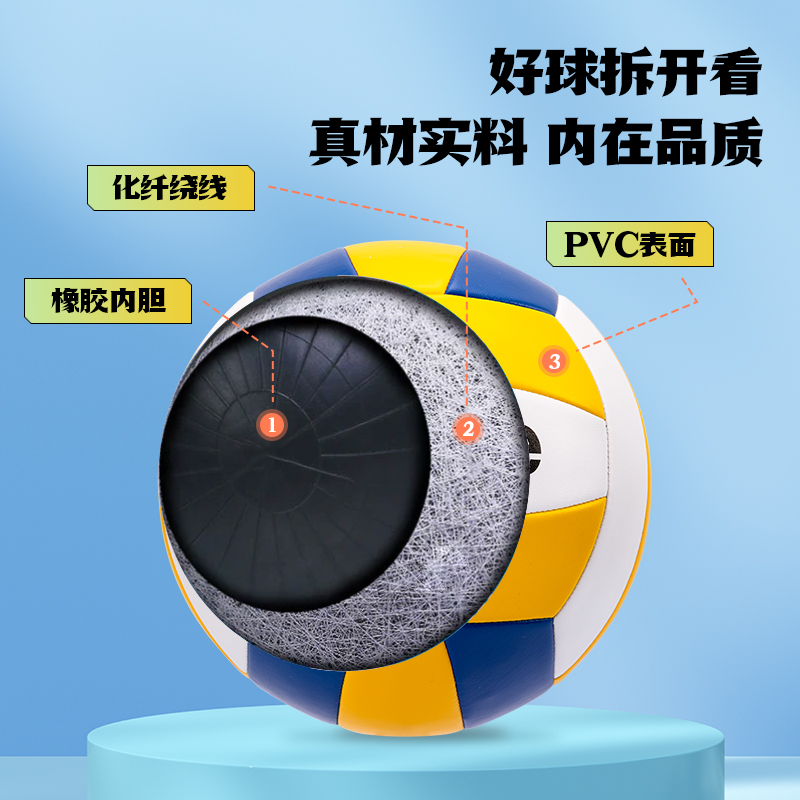 安格耐特FD301-1_5號發泡PVC機縫排球(黃+白+藍)(個)