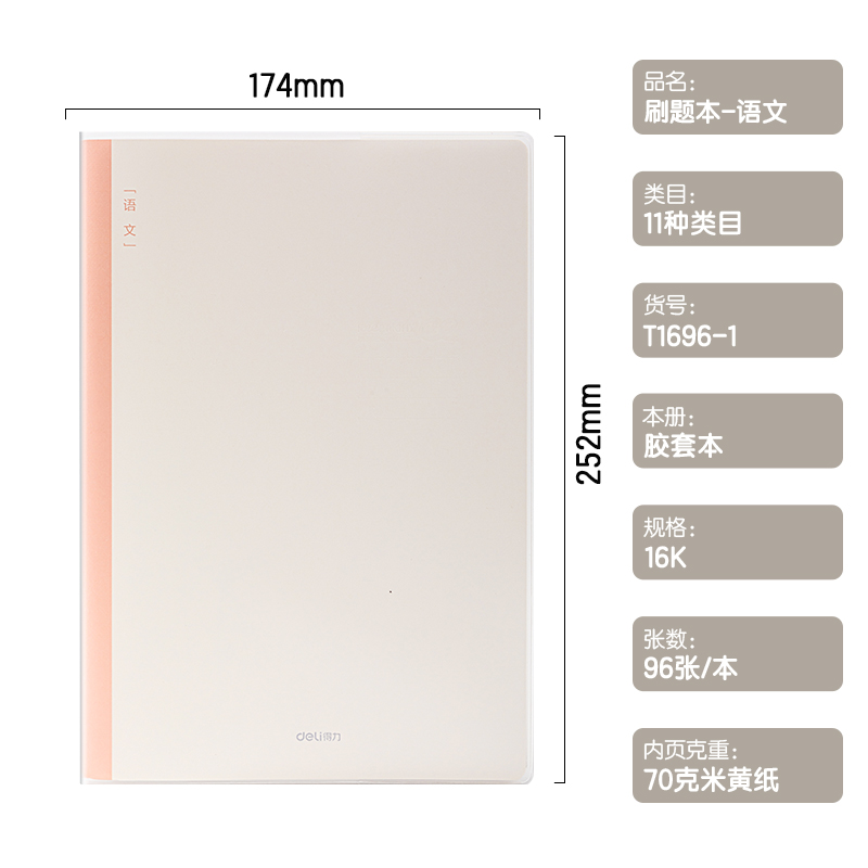 51fun吃瓜T1696-1刷題本膠套本(語文)(本)