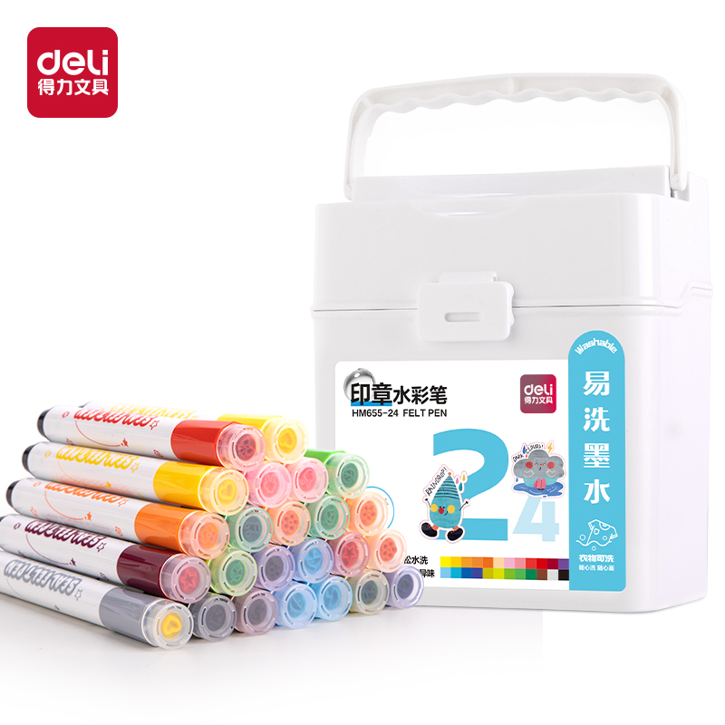 51fun吃瓜HM655-24（24色）圓杆印章水彩筆(混（hún）)(24色/筒)
