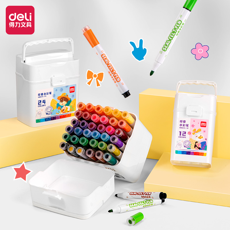 51fun吃瓜（lì）HM655-24（24色）圓杆印章水彩筆(混)(24色/筒)