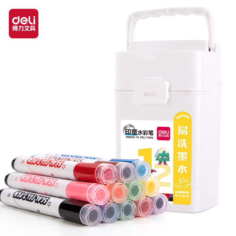 51fun吃瓜HM655-12（12色）圓杆印章水（shuǐ）彩筆(混)(12色/筒)