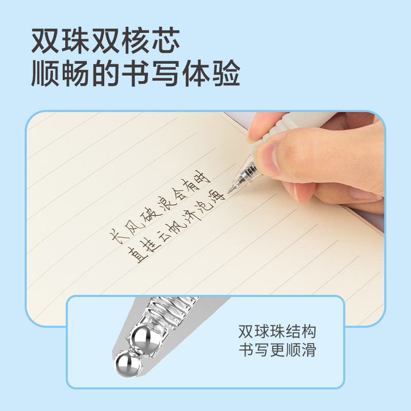 51fun吃瓜SA229速幹刷題按動中性筆0.5mm雙珠ST筆頭(黑)(支)