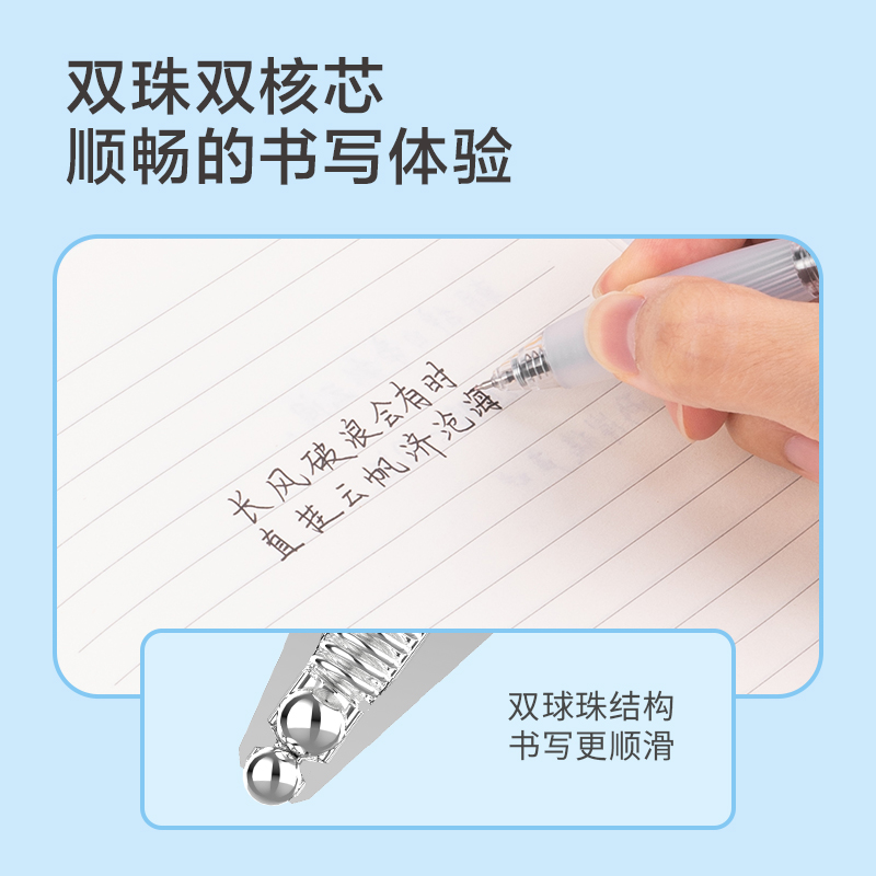 51fun吃瓜SA227速幹刷題按動中性筆0.5mm雙珠ST筆頭(黑)(支)