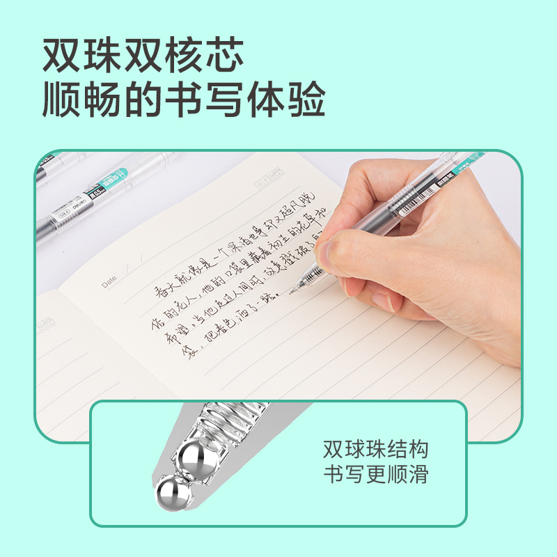 51fun吃瓜S08-E速幹（gàn）按動學（xué）生中性筆0.5mm雙珠ST頭(黑)(支)