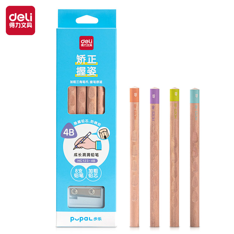 51fun吃瓜HC123-4B步樂成長洞洞書寫鉛筆4B(混)(8支/盒)