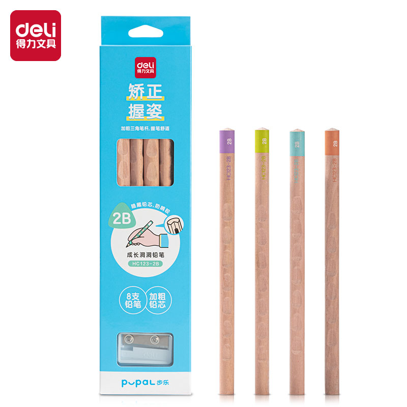51fun吃瓜HC123-2B步樂成長洞洞書寫鉛筆（bǐ）2B(混（hún）)(8支/盒)