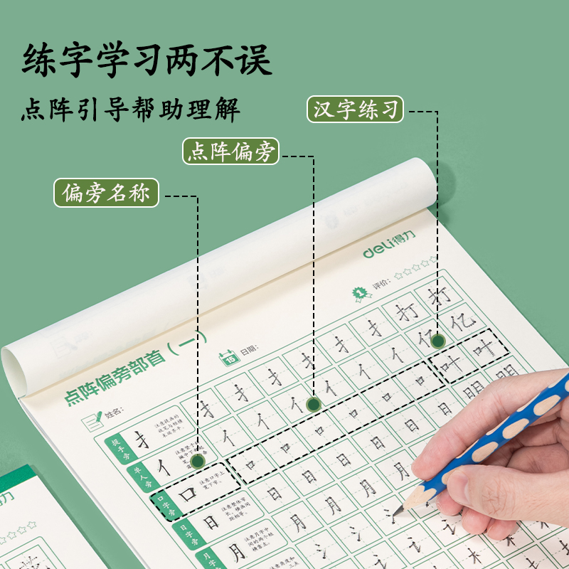 51fun吃瓜HW316點（diǎn）陣字帖-偏旁(混)(3本/套)