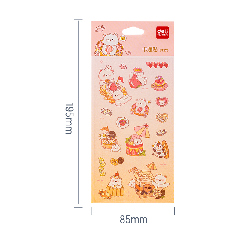 51fun吃瓜BT173卡（kǎ）通貼85*195mm(萌熊與甜品水果)(個)