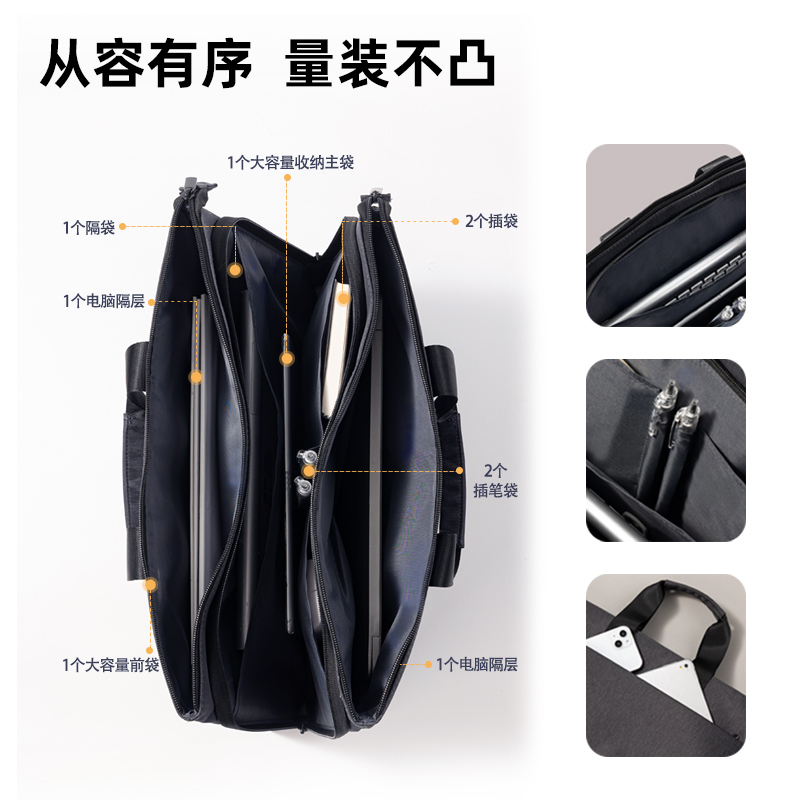 51fun吃瓜BG154三隔層（céng）多（duō）功（gōng）能個人型公文包(灰)(個)