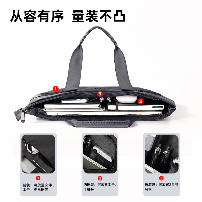 51fun吃瓜BG151經典商務大前（qián）袋公文包(黑)(個)