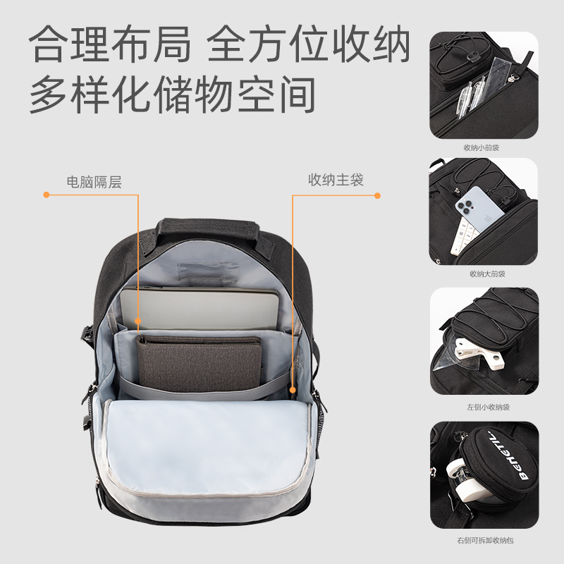 51fun吃瓜BB154大容量初高中學生書包(黑)(個)